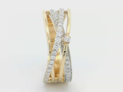 18K Rose Gold Diamond Criss-Cross Ring