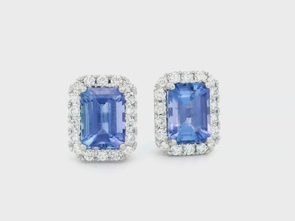 Exquisite 18k White Gold Tanzanite & Diamond Earrings