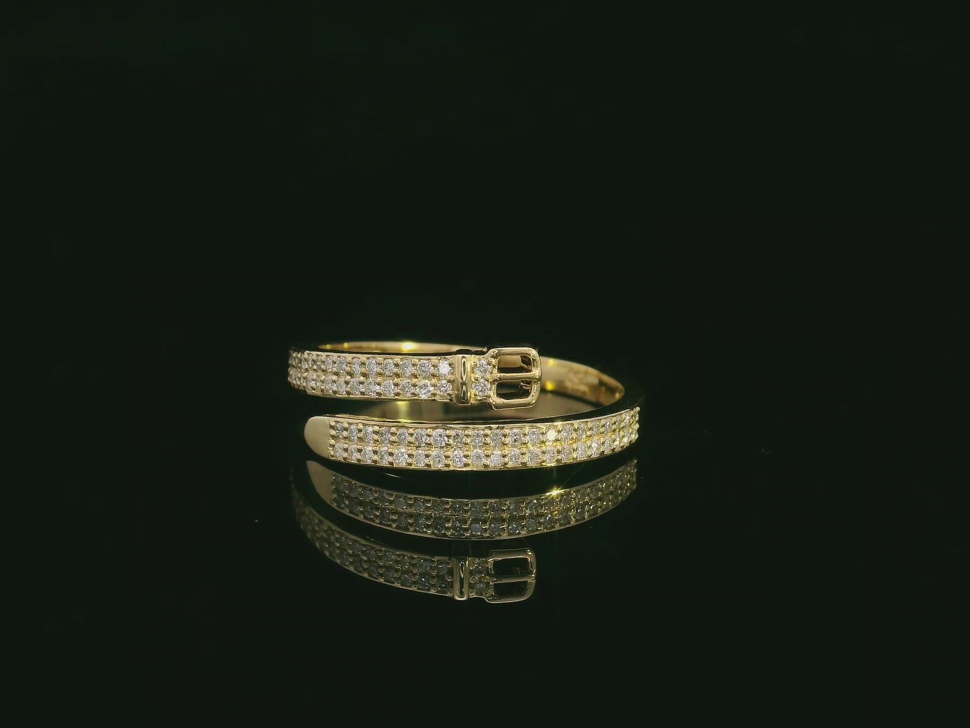 18K yellow gold belt-inspired diamond wrap ring – pavé diamond band 0.28 carat by Emirates Diamonds