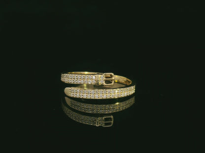 18K yellow gold belt-inspired diamond wrap ring – pavé diamond band 0.28 carat by Emirates Diamonds