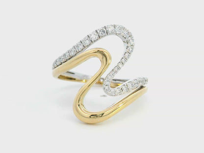 18K Two-Tone Gold Wave Design Diamond Ring | 0.45 Carats