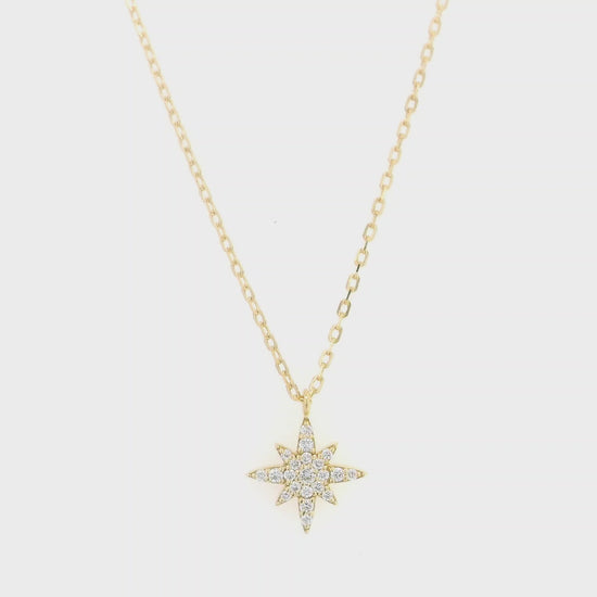 Diamond north star pendant necklace in 18K yellow gold by Emirates Diamonds