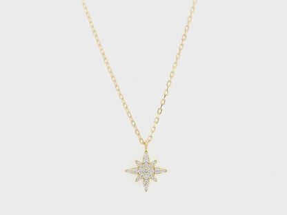 Diamond north star pendant necklace in 18K yellow gold by Emirates Diamonds