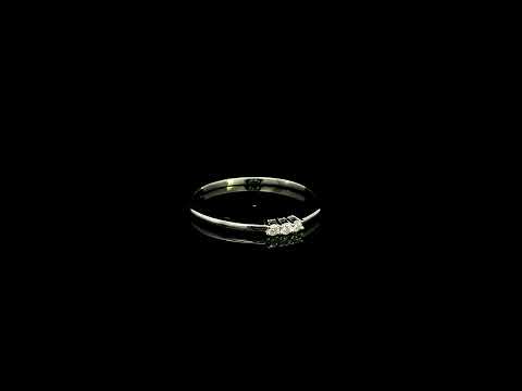 18K white gold minimalist three diamond ring with slim polished band