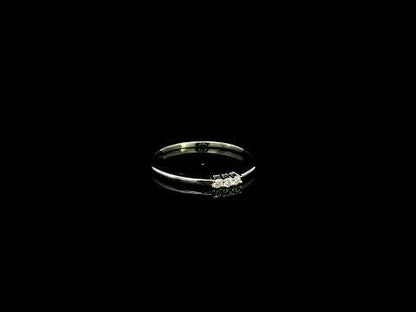 18K white gold minimalist three diamond ring with slim polished band
