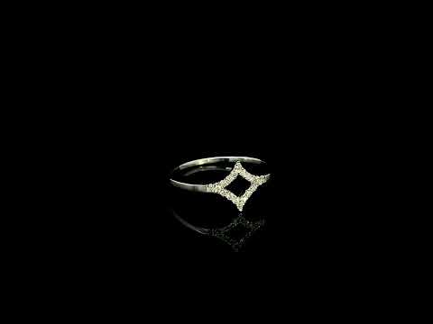 18K white gold geometric diamond open ring with pavé diamonds