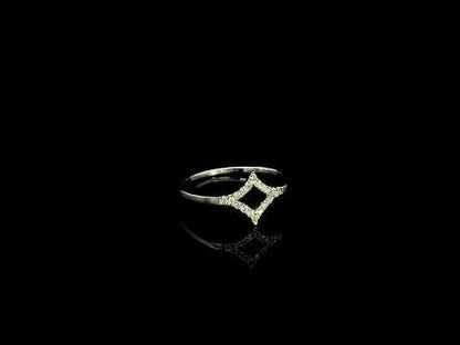 18K white gold geometric diamond open ring with pavé diamonds