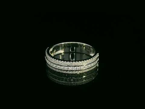 18K white gold diamond triple-row band ring with pavé-set diamonds, 0.51 carat total diamond weight, fine jewelry by Emirates Diamonds