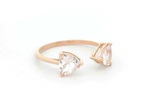 Pear shape morganite toi et moi ring in 18K rose gold by Emirates Diamonds
