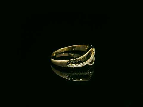 18K yellow gold diamond wave ring with triple band illusion design by Emirates Diamonds