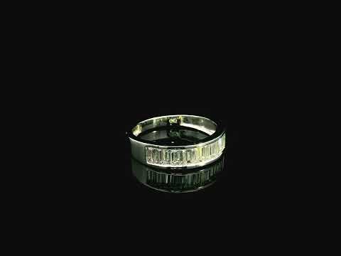 18K white gold baguette diamond channel set band ring with 1.16 carat natural diamonds