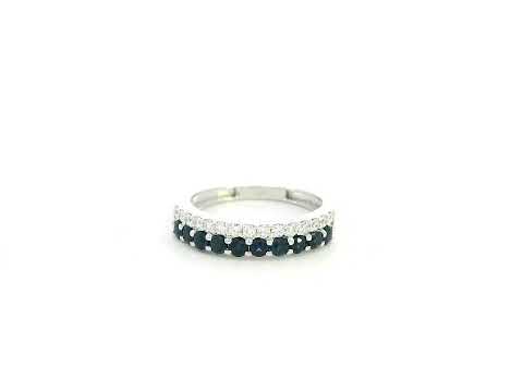 Blue sapphire and diamond band ring in 18K white gold featuring 0.62 carats of sapphires and 0.25 carats of diamonds by Emirates Diamonds.