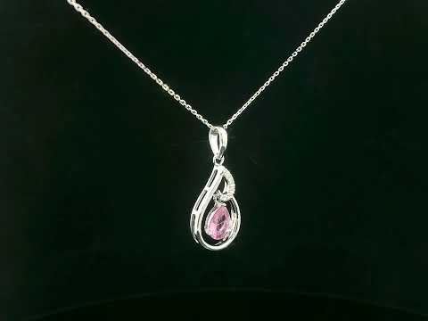 18k white gold pendant with 0.68 CT pear-shaped pink sapphire and 0.05 CT diamond accents