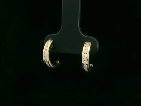 18K yellow gold diamond half-hoop earrings – 0.21ct pavé-set round diamonds, modern fine jewelry by Emirates Diamonds