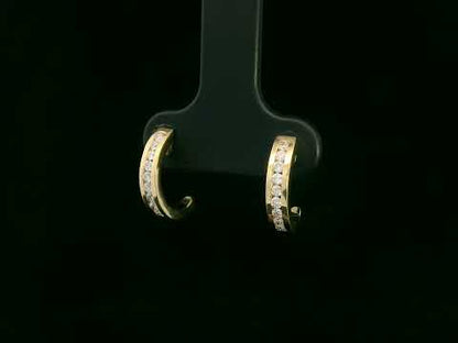 18K yellow gold diamond half-hoop earrings – 0.21ct pavé-set round diamonds, modern fine jewelry by Emirates Diamonds