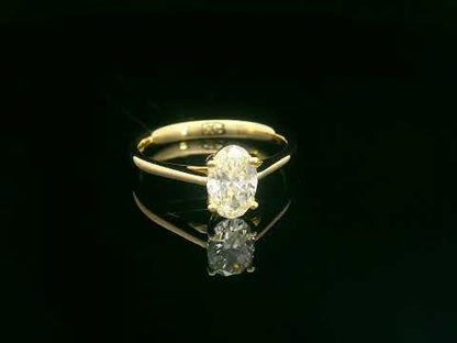 1.01ct Oval-Cut Solitaire Diamond Ring in 18k Yellow Gold, SI1 F Color, IGI Certified, Prong-Set Engagement Jewelry