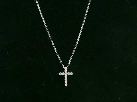 Diamond cross pendant necklace in 18K white gold with natural diamonds by Emirates Diamonds