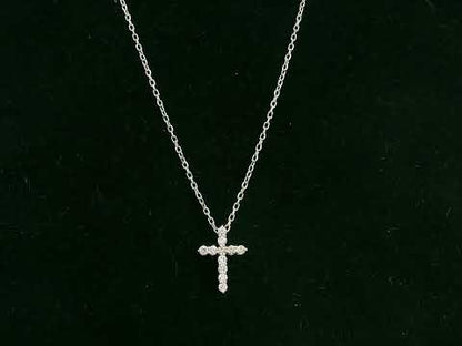 Diamond cross pendant necklace in 18K white gold with natural diamonds by Emirates Diamonds