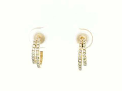 18k Yellow Gold Diamond Hoop Earrings - 0.30 Carat