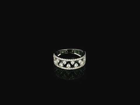 18K white gold natural diamond openwork ring featuring 0.68 carat round brilliant diamonds in a layered floating design with pavé diamond accents.