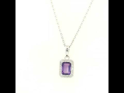 Amethyst and Diamond Pendant in 18K White Gold