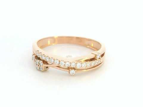 18K rose gold diamond crossover ring with pavé-set natural diamonds by Emirates Diamonds