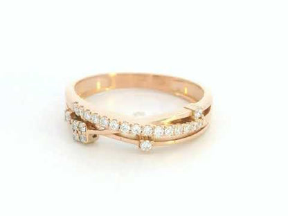 18K rose gold diamond crossover ring with pavé-set natural diamonds by Emirates Diamonds