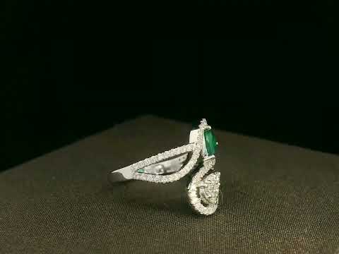 18k Gold Emerald & Diamond Bypass Ring – Toi et Moi Design