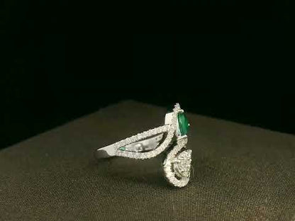 18k Gold Emerald & Diamond Bypass Ring – Toi et Moi Design