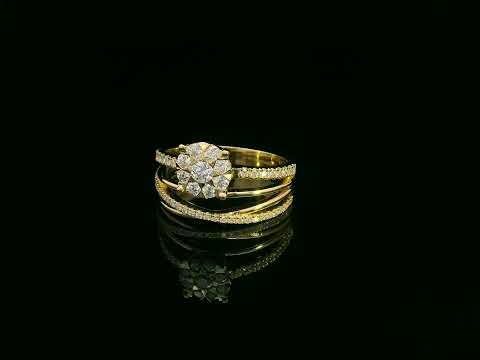 0.63 carat diamond cluster bridal ring in 18K yellow gold with pavé split shank by Emirates Diamonds