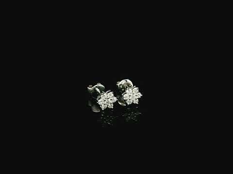 Diamond flower cluster stud earrings in 18K white gold by Emirates Diamonds