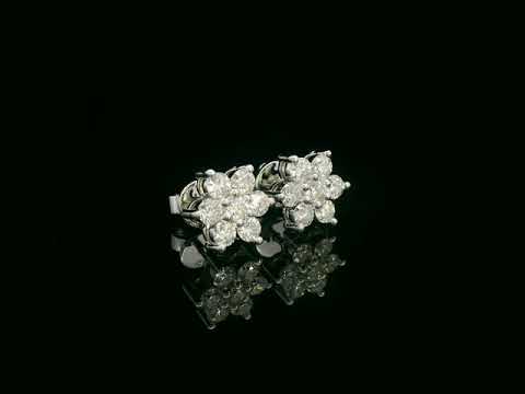 18K white gold diamond cluster stud earrings – 1.03ct round brilliant fine jewelry Dubai by Emirates Diamonds