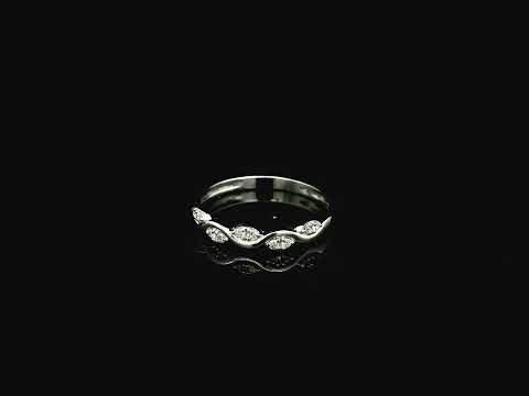 Diamond wave band ring in 18K white gold curved stacking ring design
