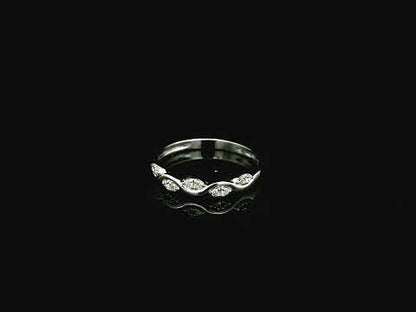 Diamond wave band ring in 18K white gold curved stacking ring design