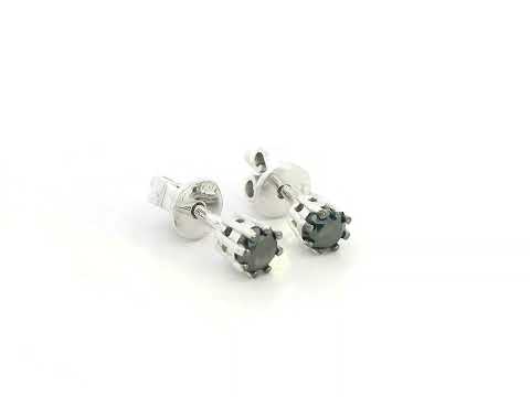 Black diamond stud earrings in 18K white gold with round-cut diamonds by Emirates Diamonds