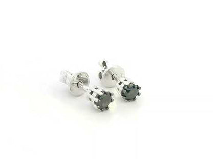 Black diamond stud earrings in 18K white gold with round-cut diamonds by Emirates Diamonds