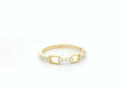 Diamond link band ring in 18K yellow gold with pavé diamond accents by Emirates Diamonds