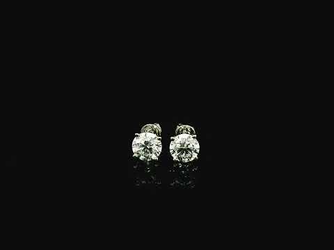 18K white gold diamond stud earrings 2.01 carat round brilliant GIA certified H color SI2 solitaire studs