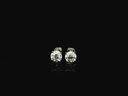 18K white gold diamond stud earrings 2.01 carat round brilliant GIA certified H color SI2 solitaire studs