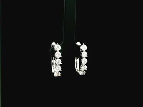 18K white gold diamond hoop earrings with 2.11 carat round natural diamonds