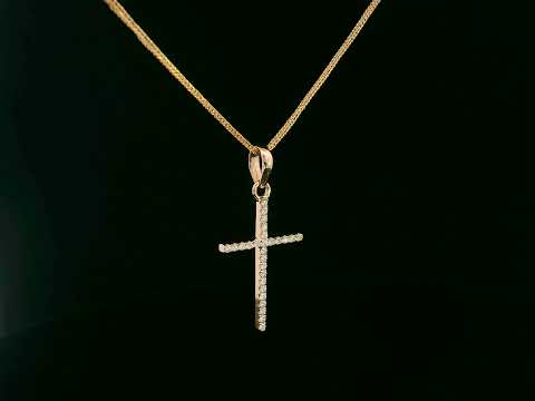 18K gold cross pendant with 0.13 carat round diamonds – faith jewelry necklace