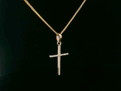 18K gold cross pendant with 0.13 carat round diamonds – faith jewelry necklace
