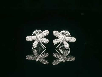 18K Gold Dragonfly Stud Earrings with 0.11 Carat Diamonds