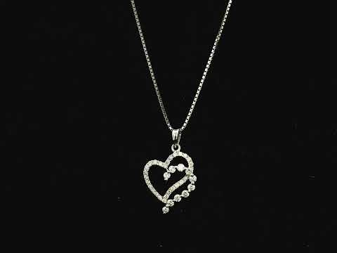 18K white gold diamond heart pendant with cascading design 0.45 carat