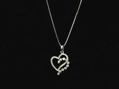 18K white gold diamond heart pendant with cascading design 0.45 carat
