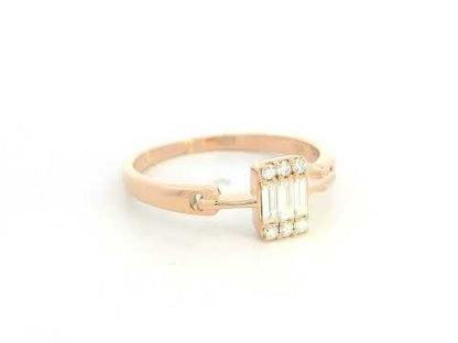 Geometric Diamond Cluster Ring in 18K Rose Gold – Baguettes and Round Diamonds