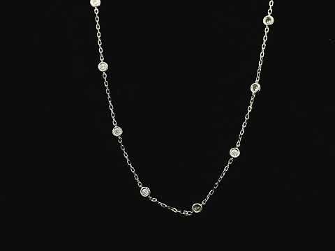 Diamond station necklace in 18K white gold with 0.60ct bezel-set diamonds – Emirates Diamonds