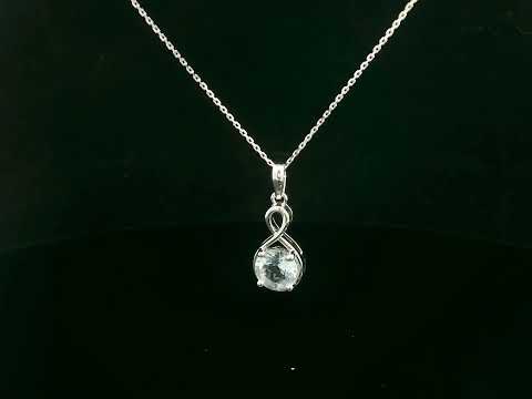 18k white gold pendant with 1.10-carat round-cut aquamarine in infinity-style bail design