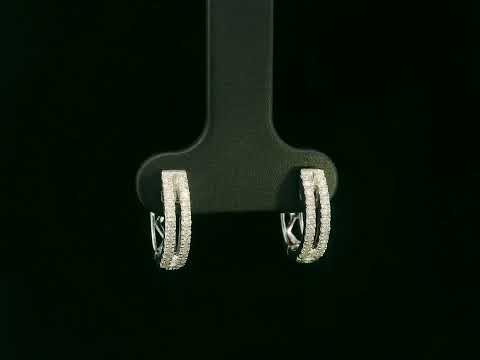 18K white gold diamond huggie hoop earrings – 0.23ct pavé diamonds by Emirates Diamonds