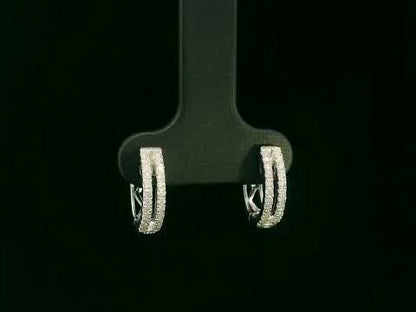 18K white gold diamond huggie hoop earrings – 0.23ct pavé diamonds by Emirates Diamonds
